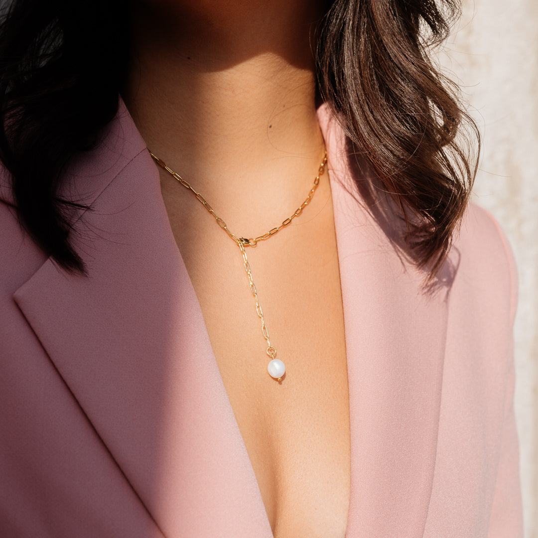 HALSKETTE Celine "die grobe Perle" 18k vergoldet