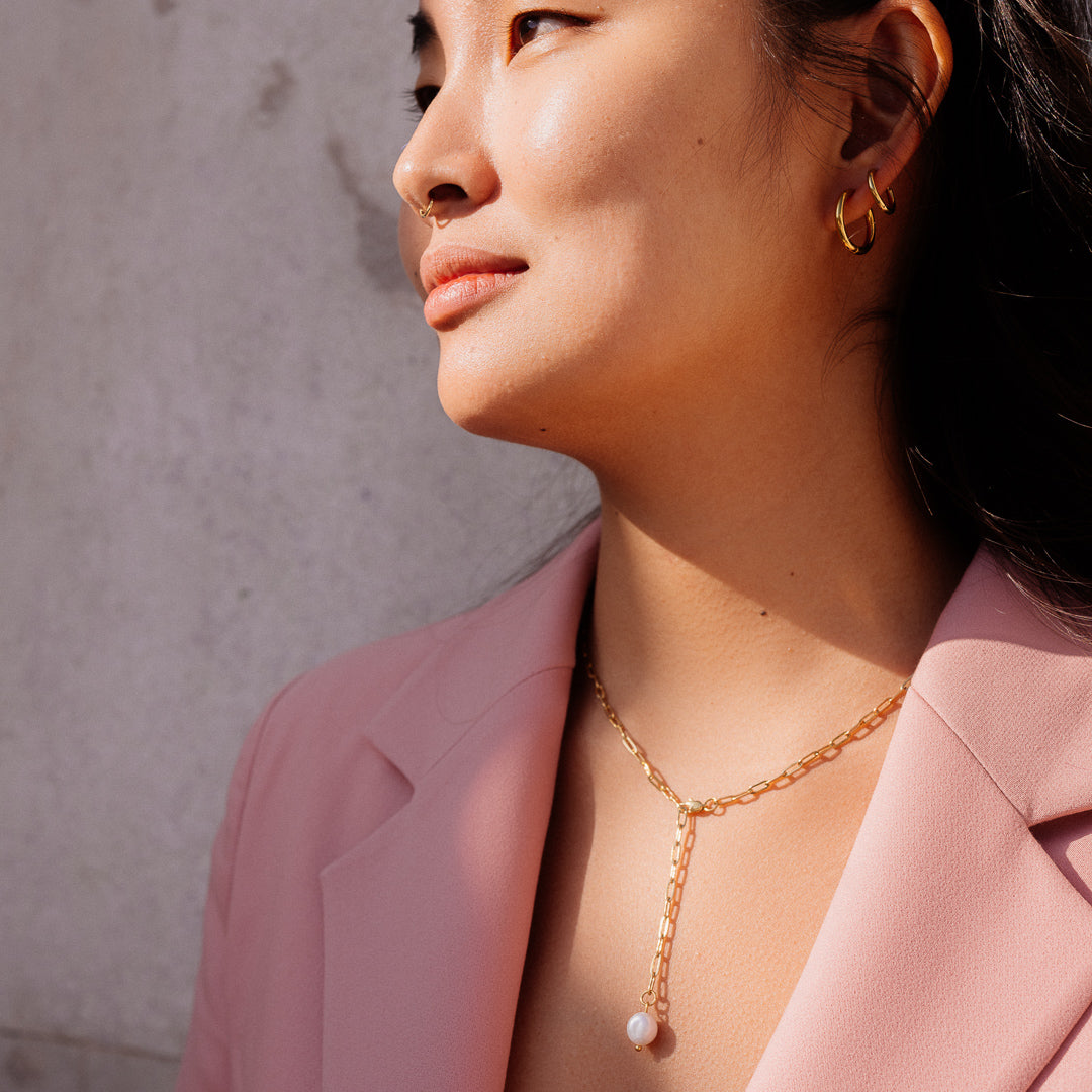 HALSKETTE Celine "die grobe Perle" 18k vergoldet