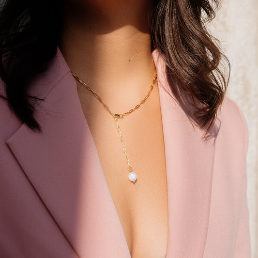 HALSKETTE Celine "die grobe Perle" 18k vergoldet