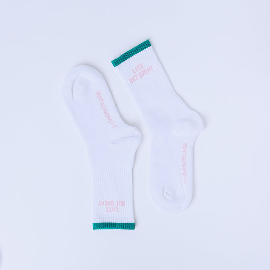 Socken "late but great"